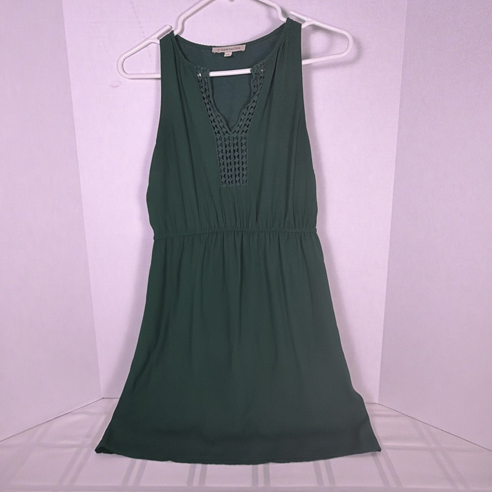 41Hawthorn Green Sleeveless V-Neck Elastic Waist A Line Mini summer dress Sz-PXS